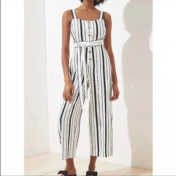 LOFT linen blend stripe jumpsuit - Picture 13 of 13